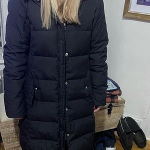 J. Crew Puffer coat with hood and fleece pockets